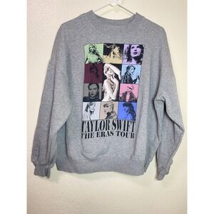 Taylor Swift The Eras Tour Gray Graphic Crewneck Sweatshirt XL Oversized Merch